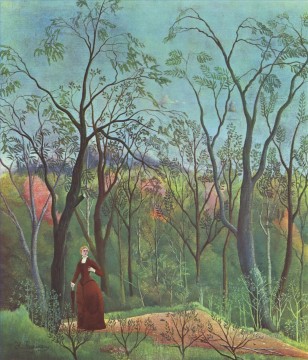 post impressionist Painting - the walk in the forest 1890 Henri Rousseau Post Impressionism Naive Primitivism